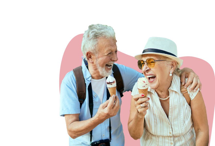 Older couple enjoying ice cream cones