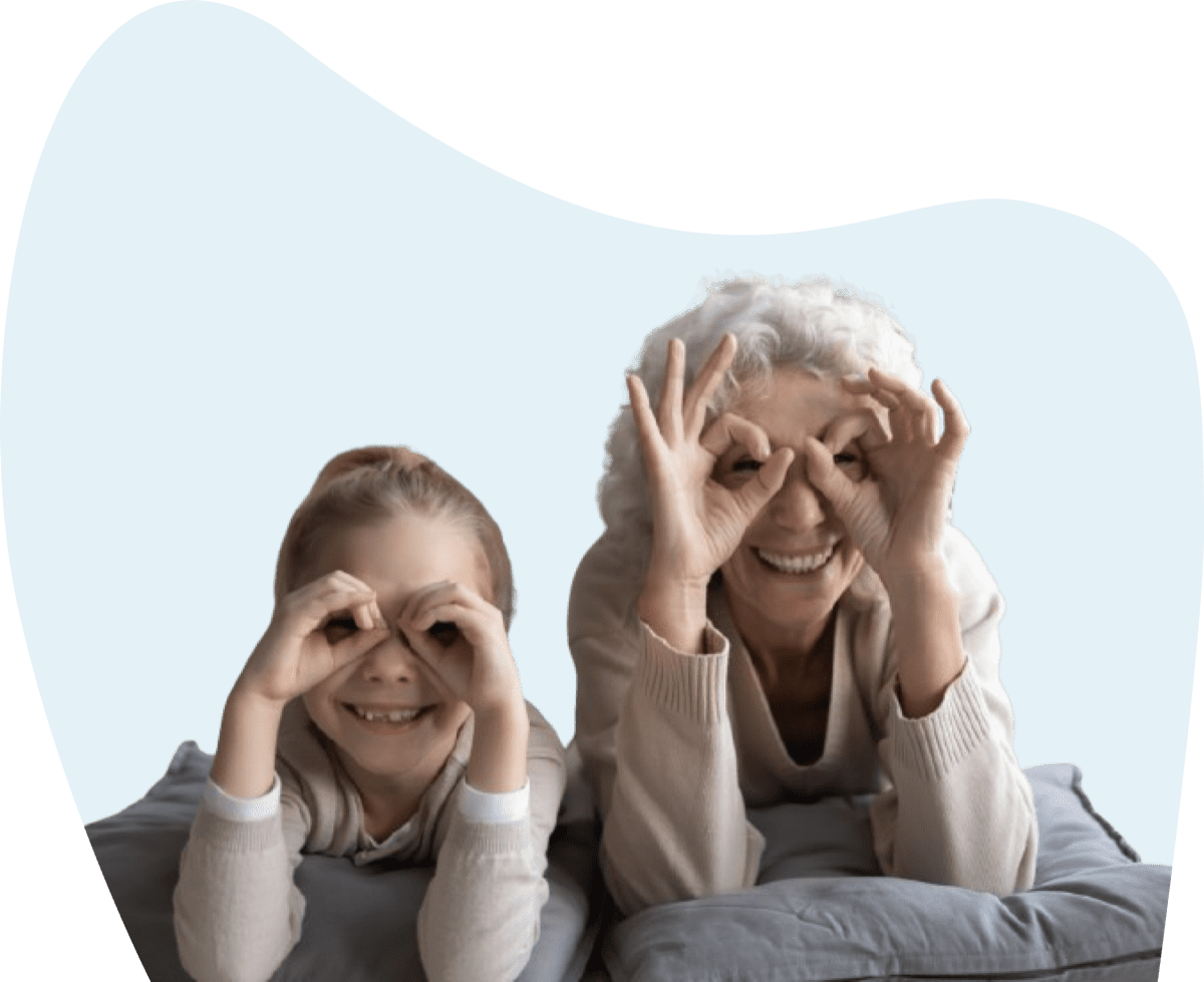 Child and grandmother playing eye spy