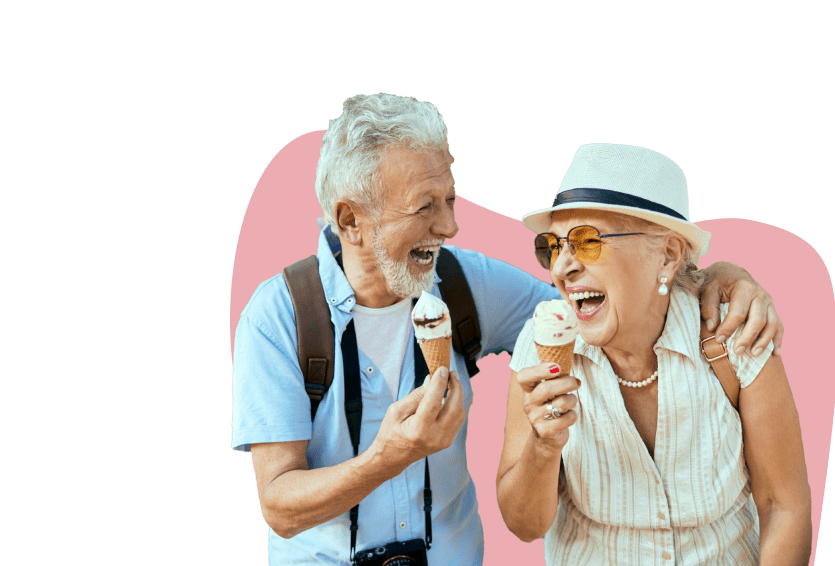 Older couple enjoying ice cream cones